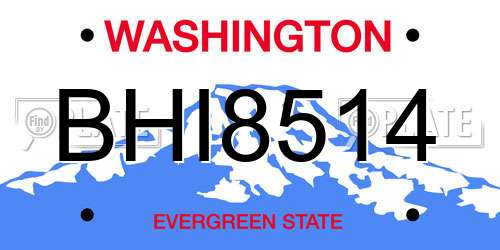 BHI8514 Washington License Plate