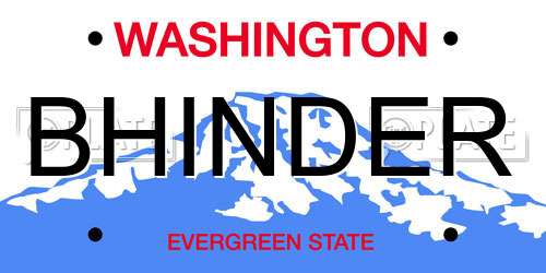 BHINDER Washington License Plate