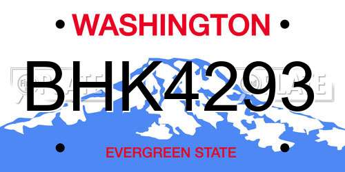 BHK4293 Washington License Plate