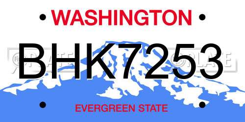 BHK7253 Washington License Plate