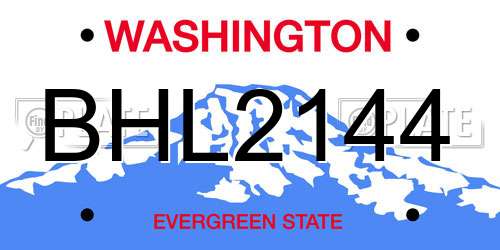 BHL2144 Washington License Plate