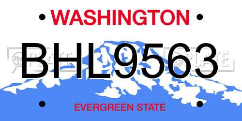 BHL9563 Washington License Plate