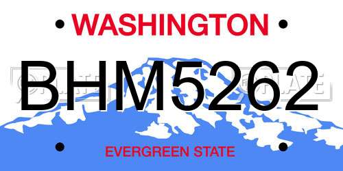BHM5262 Washington License Plate