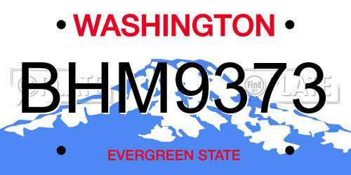 BHM9373 Washington License Plate