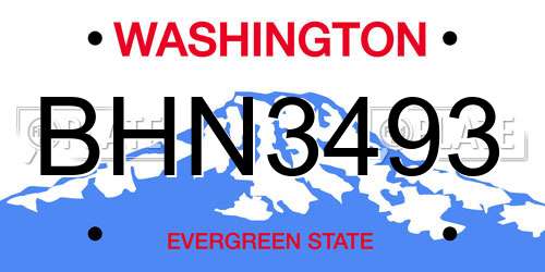 BHN3493 Washington License Plate