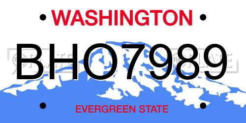 BHO7989 Washington License Plate