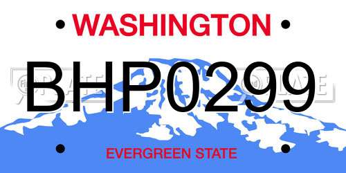 BHP0299 Washington License Plate