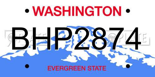 BHP2874 Washington License Plate