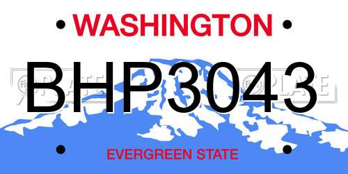 BHP3043 Washington License Plate