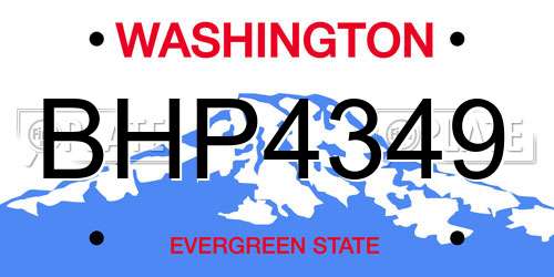 BHP4349 Washington License Plate