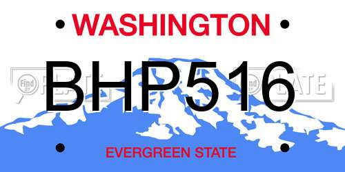 BHP516 Washington License Plate