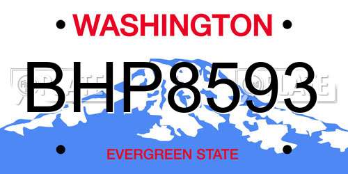 BHP8593 Washington License Plate