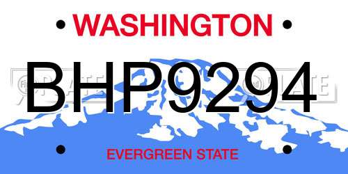 BHP9294 Washington License Plate