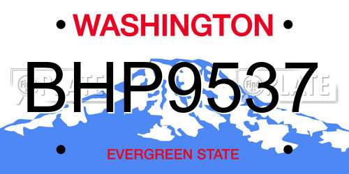 BHP9537 Washington License Plate