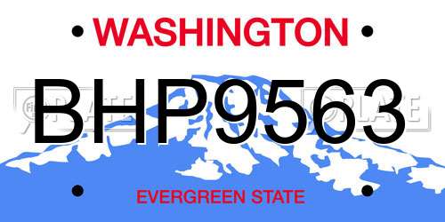 BHP9563 Washington License Plate