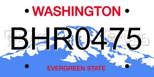 BHR0475 Washington License Plate