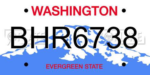 BHR6738 Washington License Plate