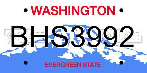 BHS3992 Washington License Plate