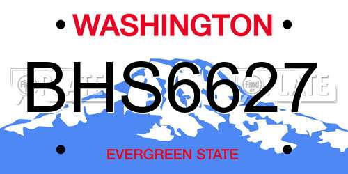 BHS6627 Washington License Plate