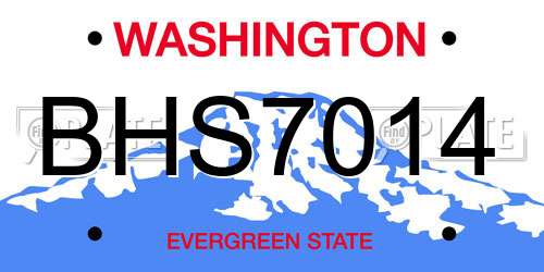 BHS7014 Washington License Plate