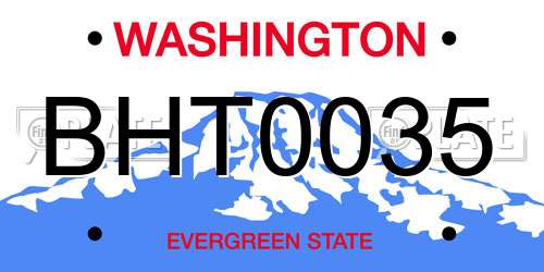 BHT0035 Washington License Plate