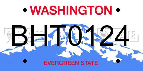 BHT0124 Washington License Plate