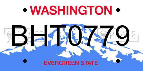 BHT0779 Washington License Plate