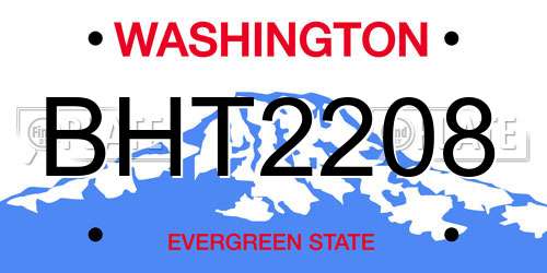 BHT2208 Washington License Plate