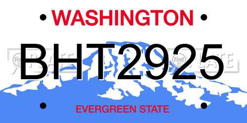 BHT2925 Washington License Plate