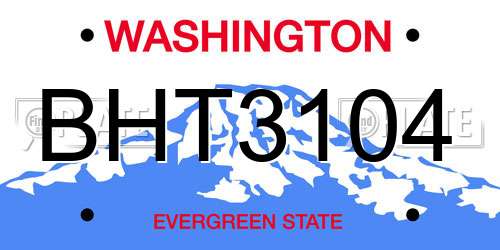 BHT3104 Washington License Plate