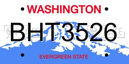 BHT3526 Washington License Plate