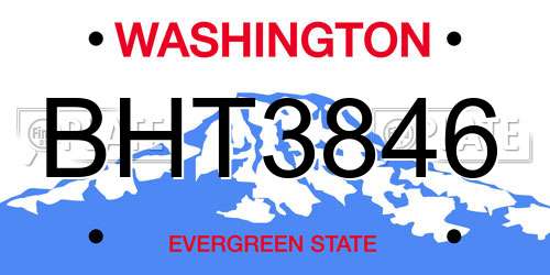 BHT3846 Washington License Plate