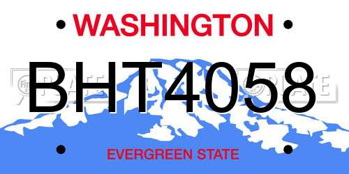 BHT4058 Washington License Plate
