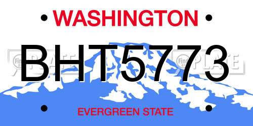 BHT5773 Washington License Plate