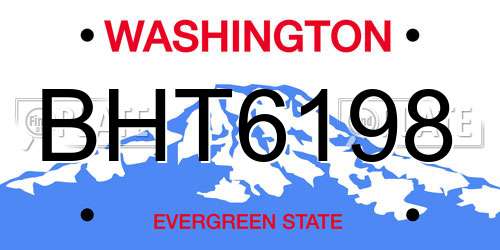 BHT6198 Washington License Plate