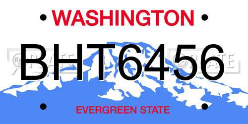 BHT6456 Washington License Plate