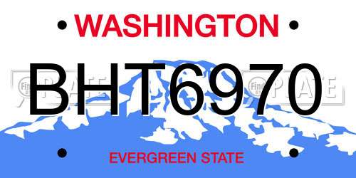 BHT6970 Washington License Plate