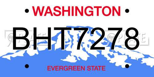 BHT7278 Washington License Plate