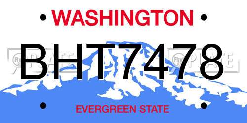BHT7478 Washington License Plate