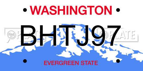 BHTJ97 Washington License Plate
