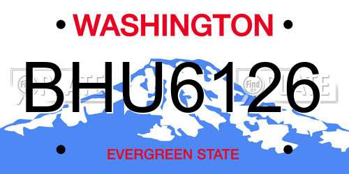 BHU6126 Washington License Plate