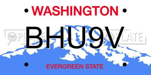 BHU9V Washington License Plate