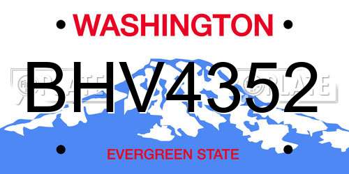 BHV4352 Washington License Plate