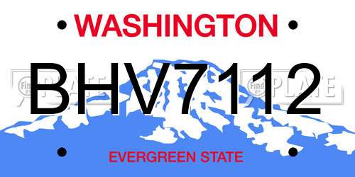 BHV7112 Washington License Plate