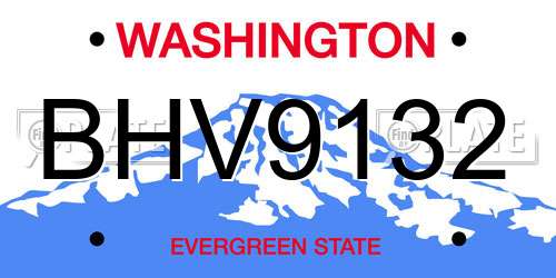 BHV9132 Washington License Plate