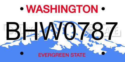BHW0787 Washington License Plate