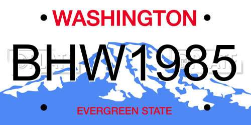 BHW1985 Washington License Plate