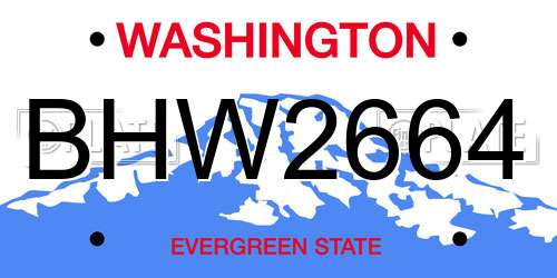 BHW2664 Washington License Plate