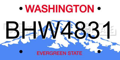 BHW4831 Washington License Plate