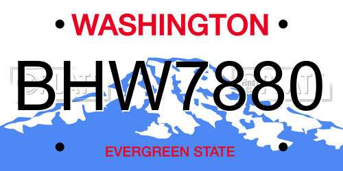 BHW7880 Washington License Plate